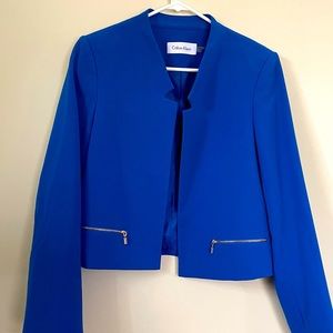 Calvin Klein bright blue cropped blazer size 12P